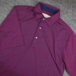 Donald Ross Sport Shirt Mens Small Red Blue Striped Short Sleeve Golf Polo